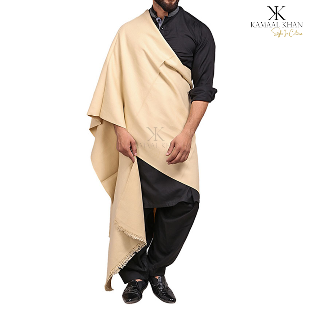 Exquisite Kashmiri Dhussa Shawl: Pure Wool Luxury for Men