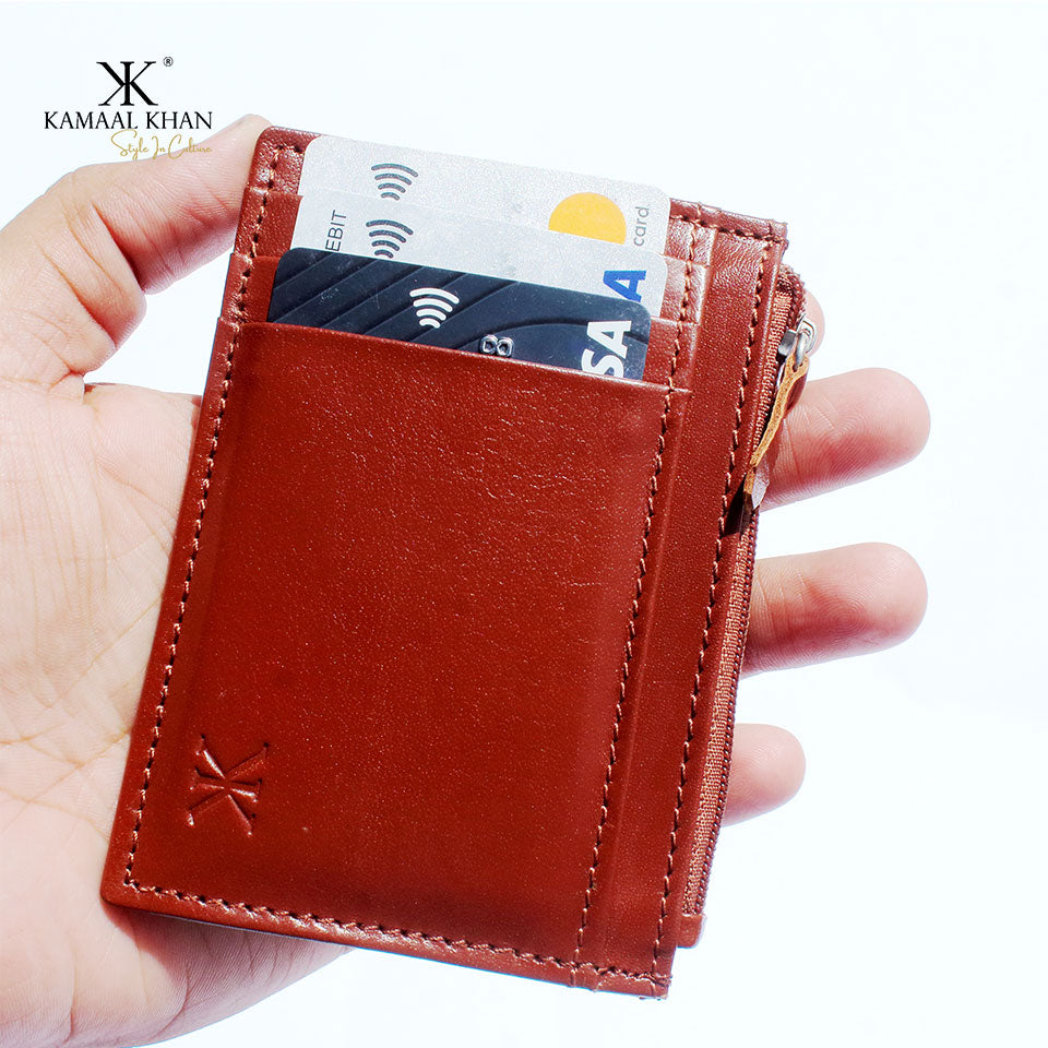 Genuine Mild Leather Men's Zipper Purse Wallet For Men No Fold Simple Wallet Clasp