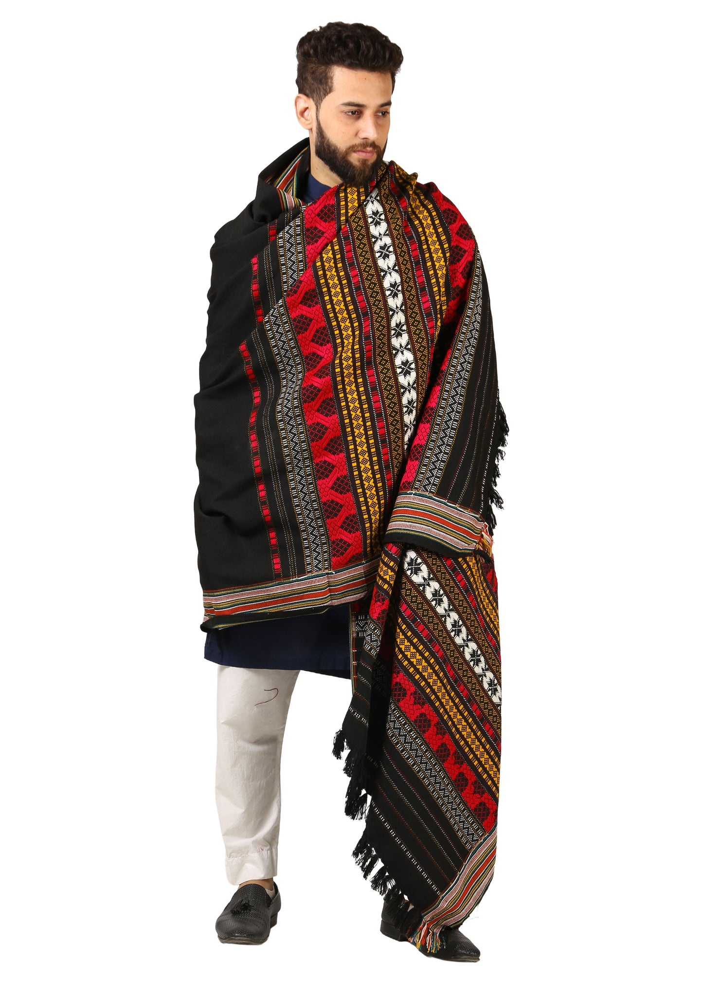 Elegance in Every Thread: Multi Color Mehrabi Tharri Wadera Shawl for Men