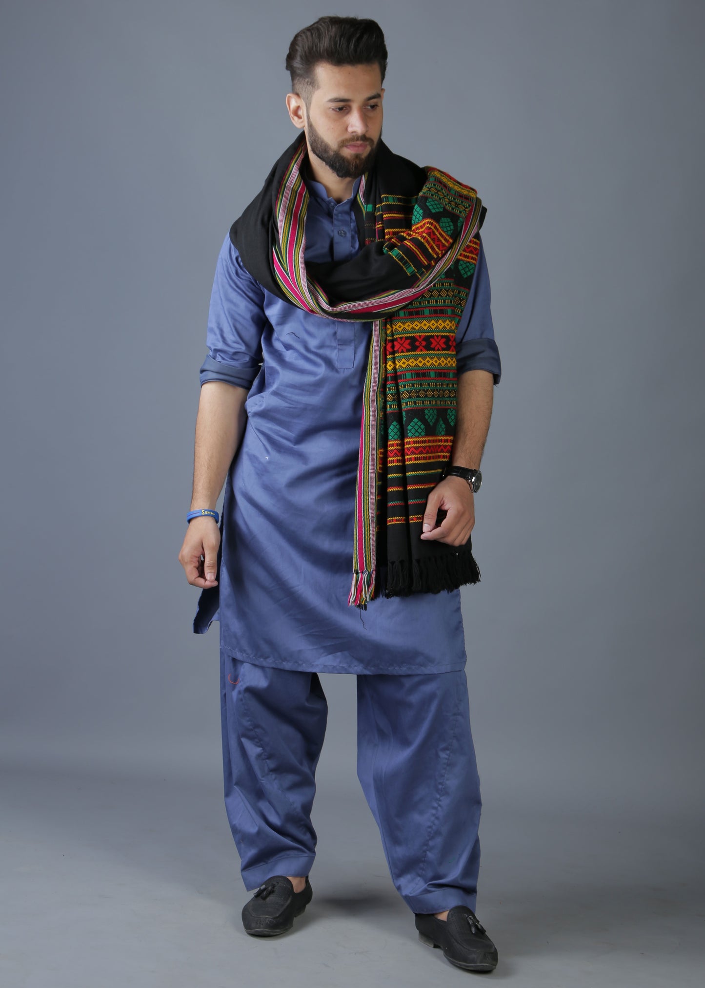 Elegance in Every Thread: Multi Color Mehrabi Tharri Wadera Shawl for Men