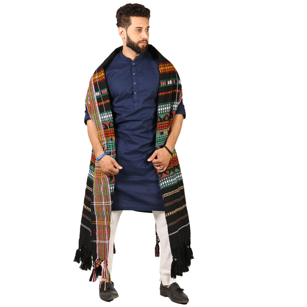 Exquisite Multani Multicolor Tharri Wadera Shawl for Men | Jumbo Size