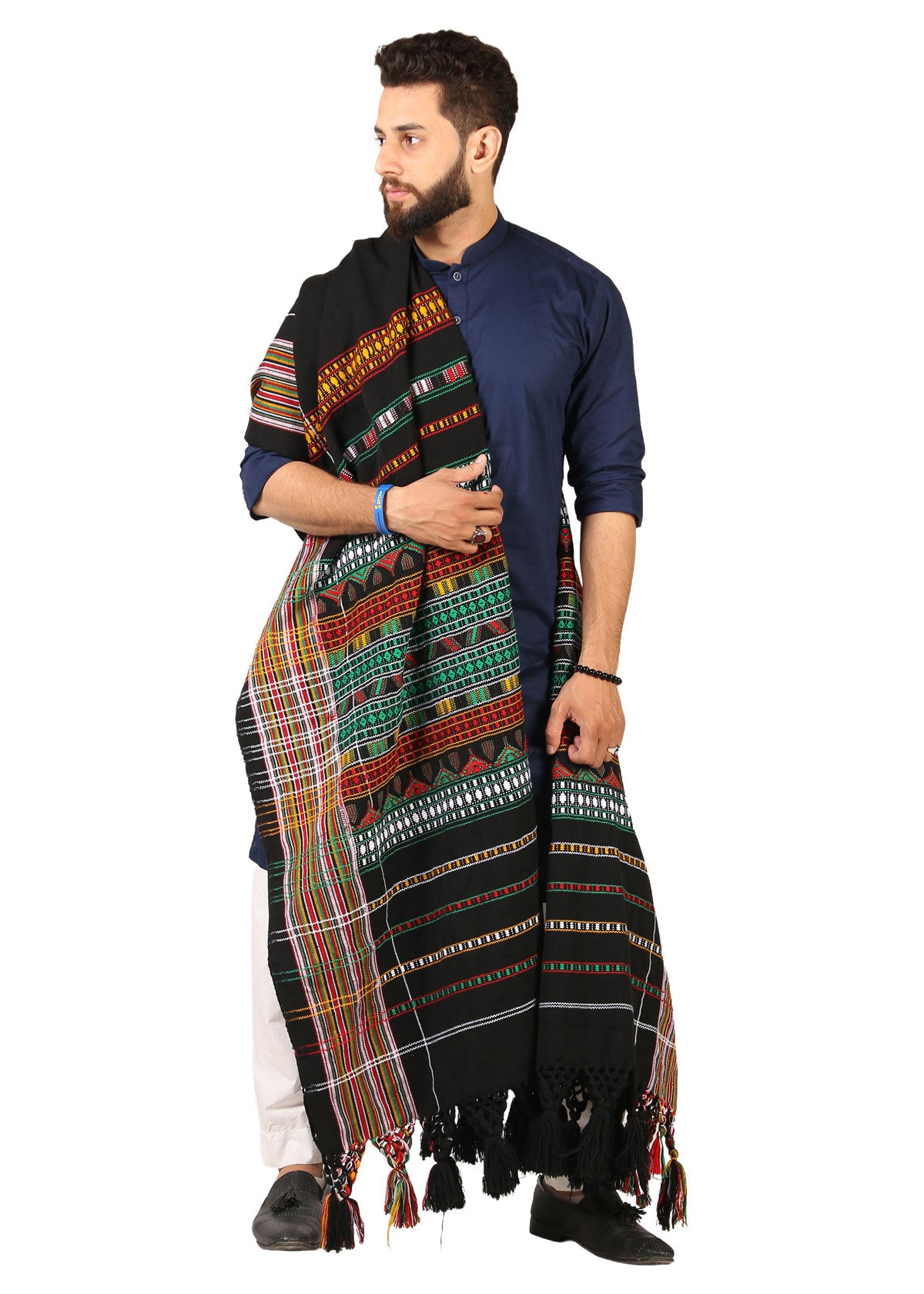 Exquisite Multani Multicolor Tharri Wadera Shawl for Men | Jumbo Size