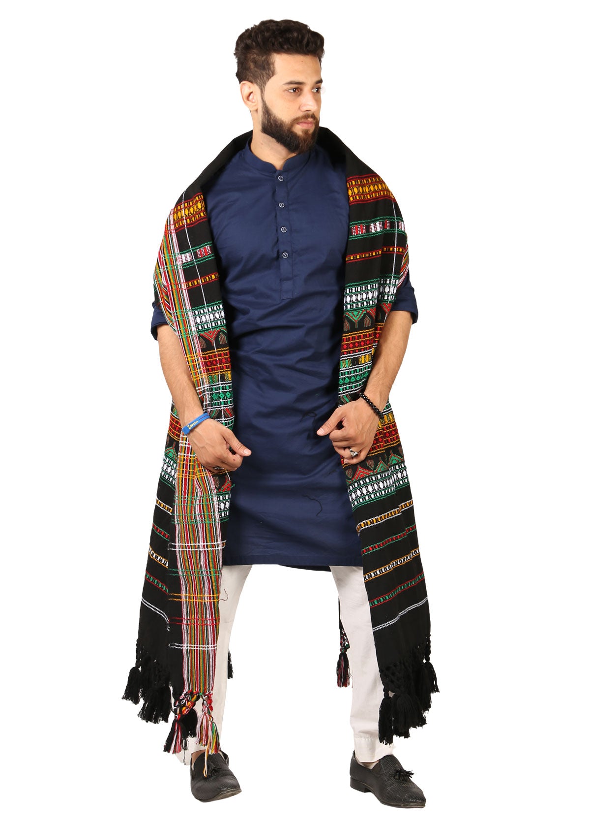 Exquisite Multani Multicolor Tharri Wadera Shawl for Men | Jumbo Size