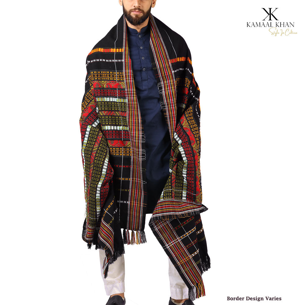 Multani Majesty: King-Sized Colorful Tharri Wadera Shawl for Men by Kamaal Khan