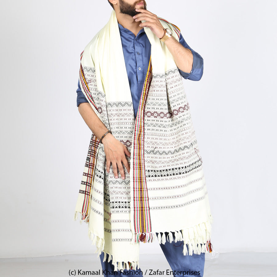 Regal Elegance: Colorful Hyderabadi Tharri Wadera Shawl for Men