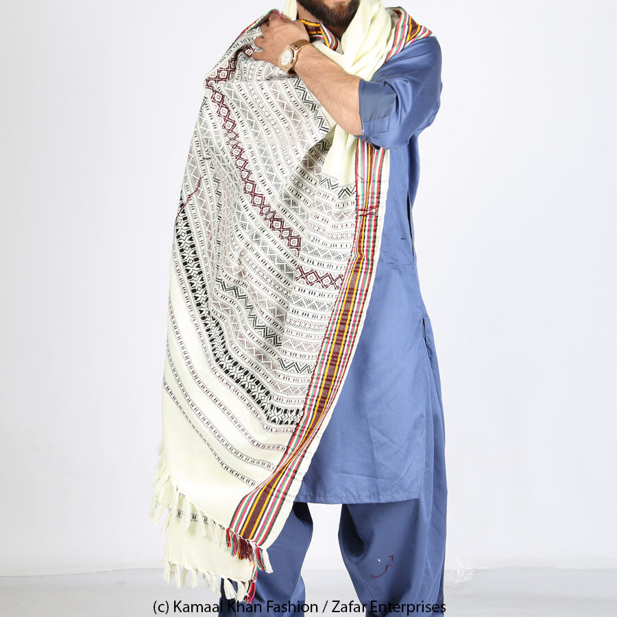 Regal Elegance: Colorful Hyderabadi Tharri Wadera Shawl for Men