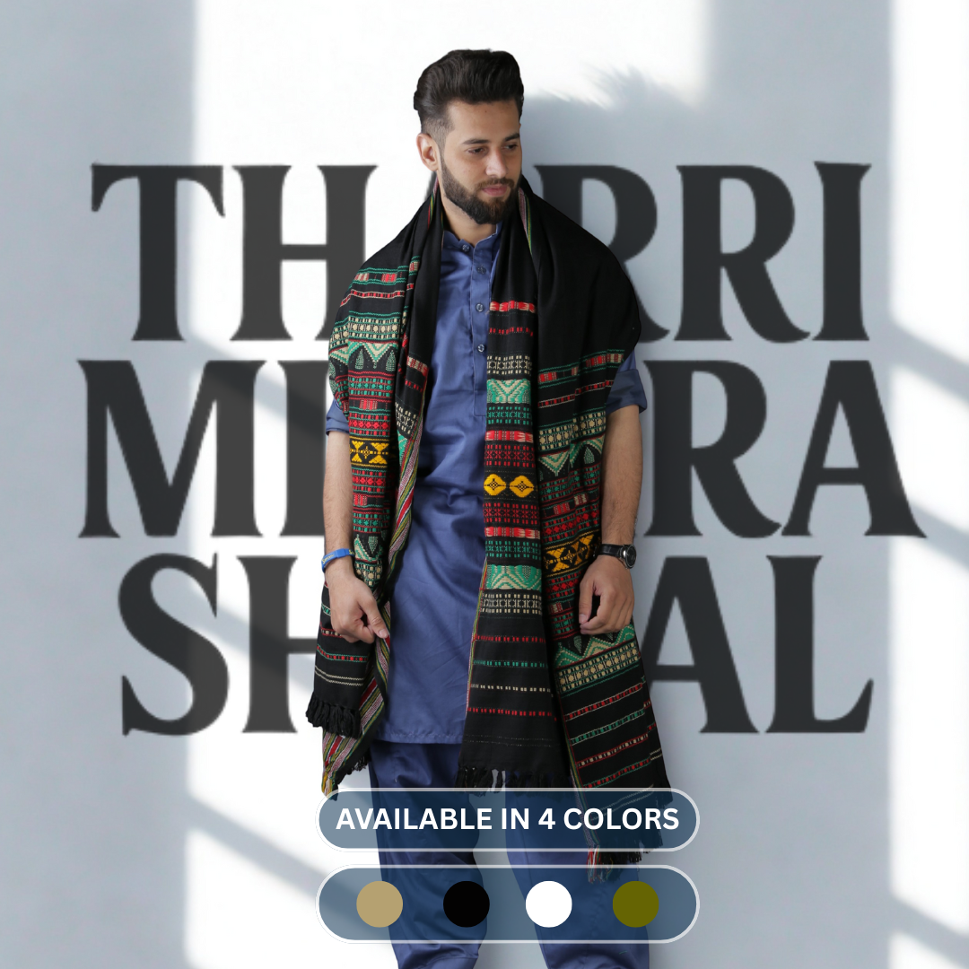 Colorful Hyderabadi Minara Tharri Wadera Shawl for Men [Jumbo Size]