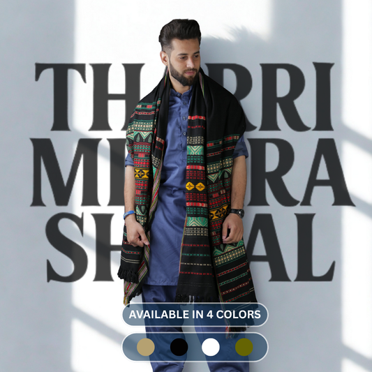 Colorful Hyderabadi Minara Tharri Wadera Shawl for Men [Jumbo Size]