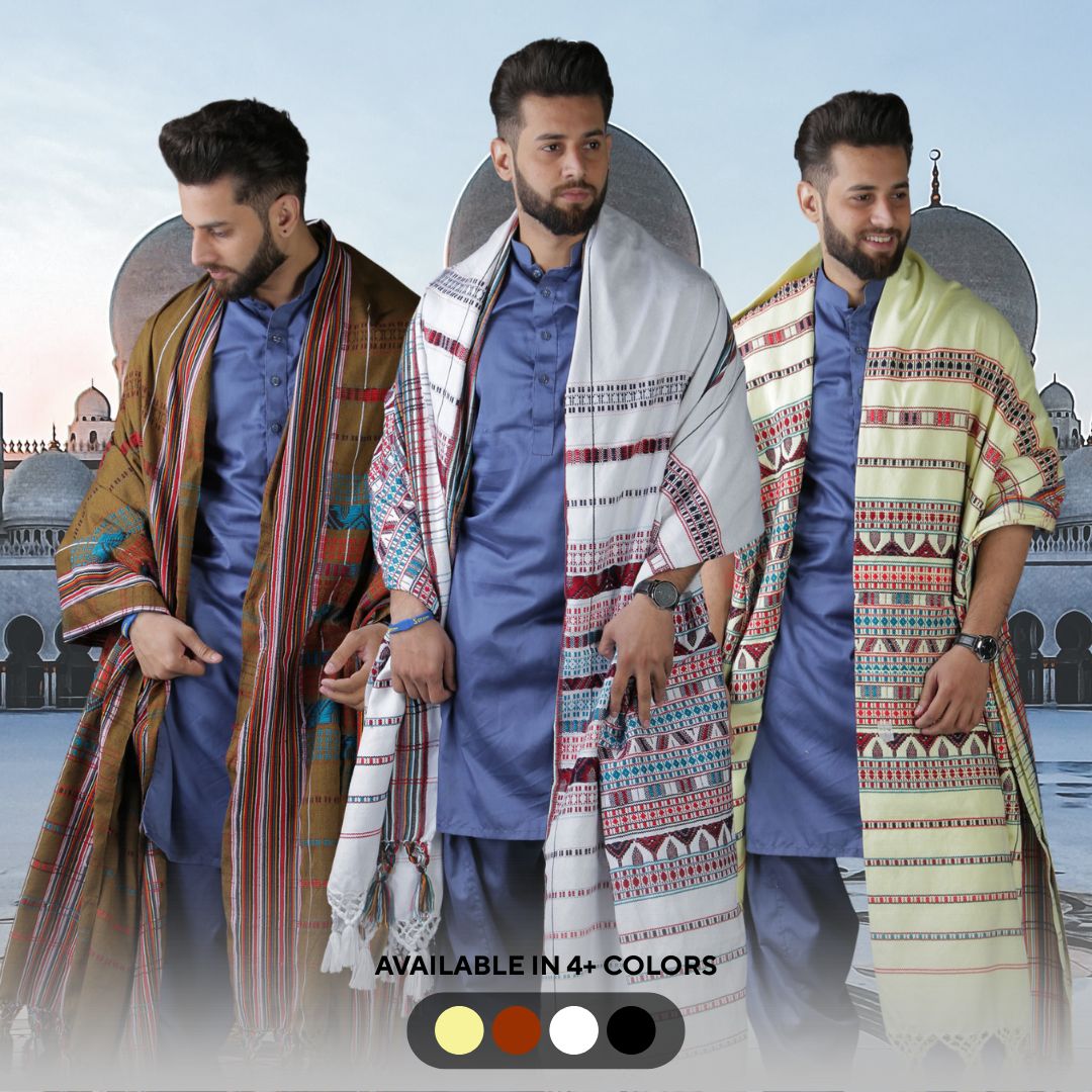 Exquisite Multani Multicolor Tharri Wadera Shawl for Men | Jumbo Size