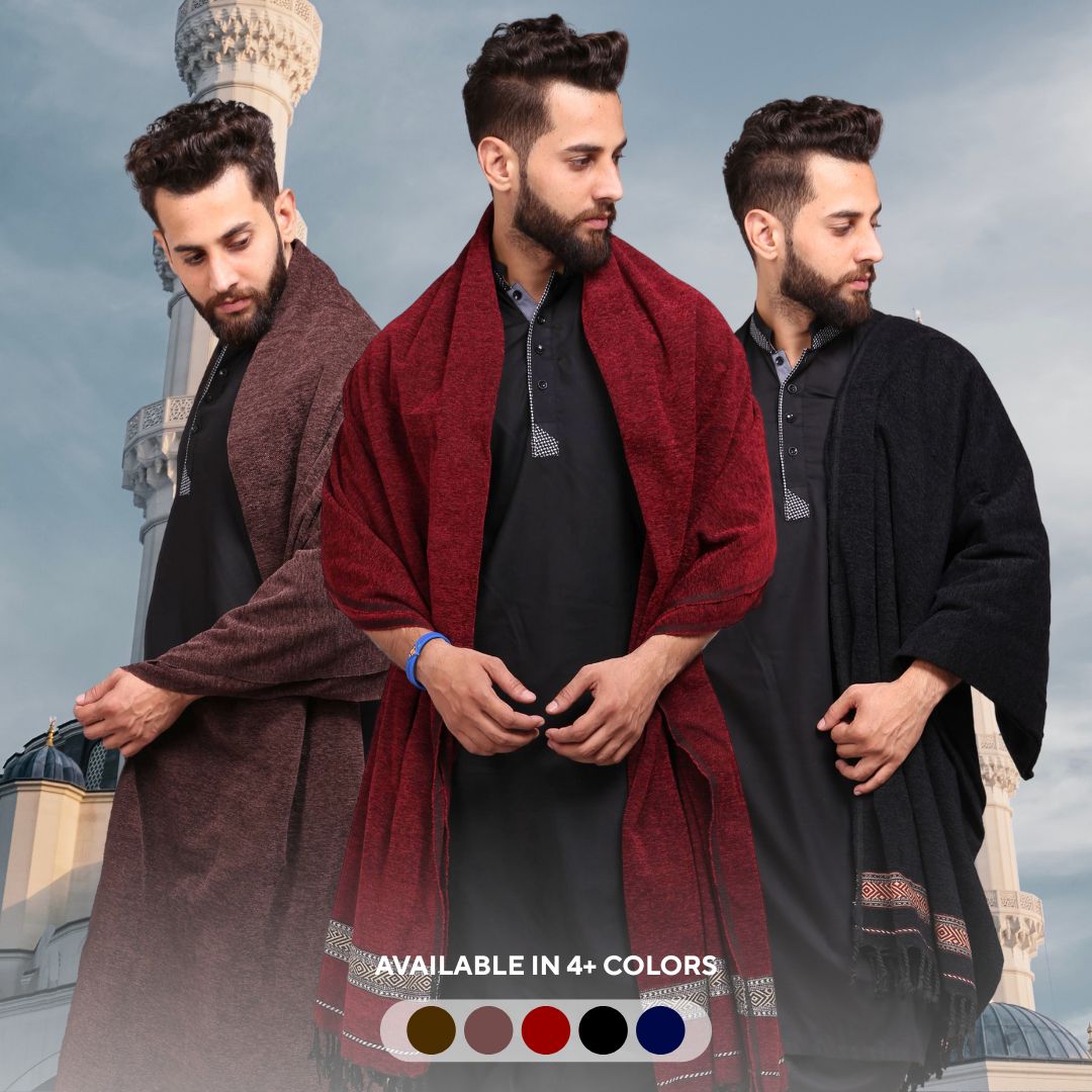 Regal Comfort: Pure Velvet Dhussa Shawl for Men