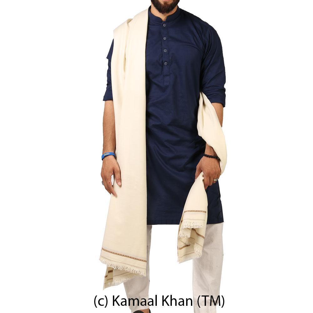 Regal Kashmiri Elegance: Pure Pashmina Dhussa Patti Shawl for Men