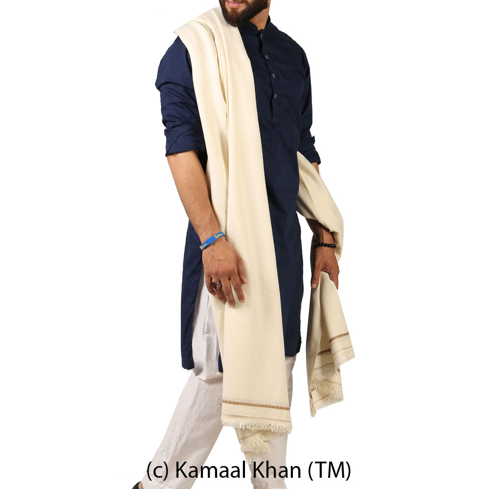 Regal Kashmiri Elegance: Pure Pashmina Dhussa Patti Shawl for Men