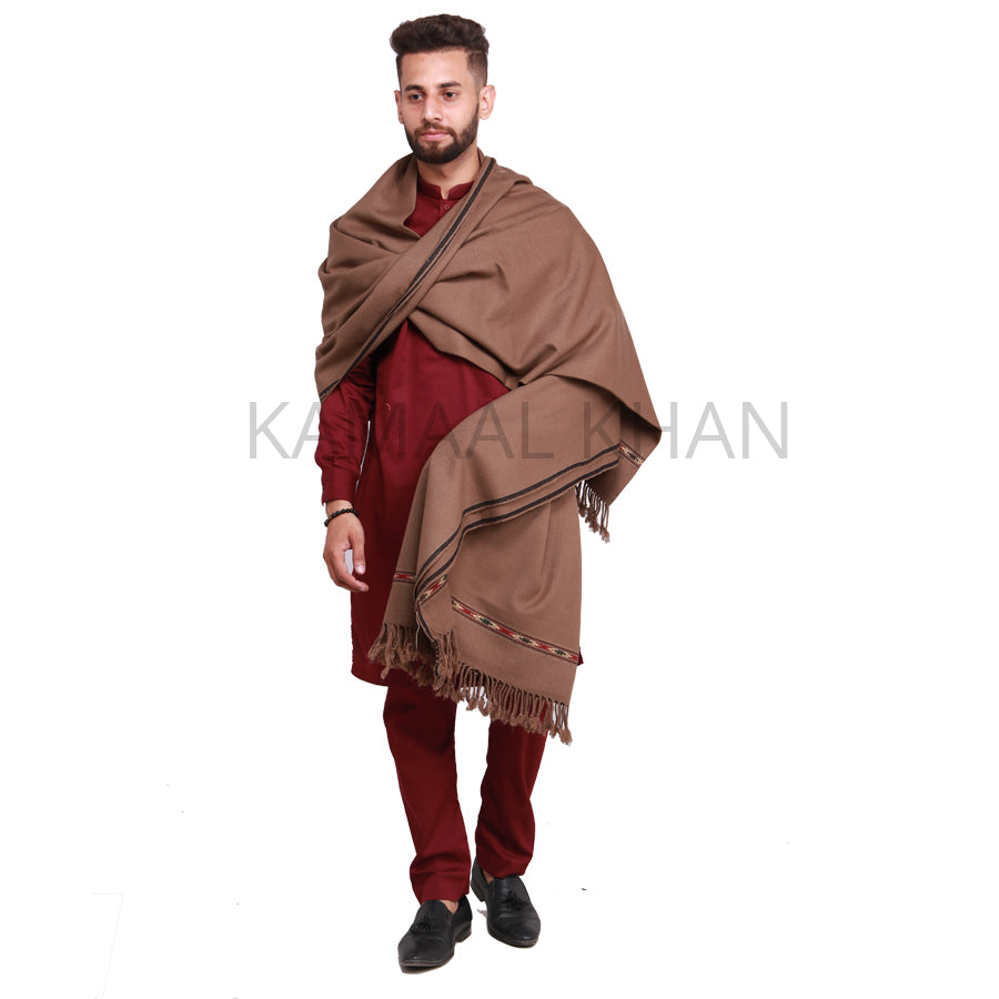 Pure Acrylic Woolen Solid Color Peshawari Dhussa Shawl For Men | Kamaal Khan Shawls