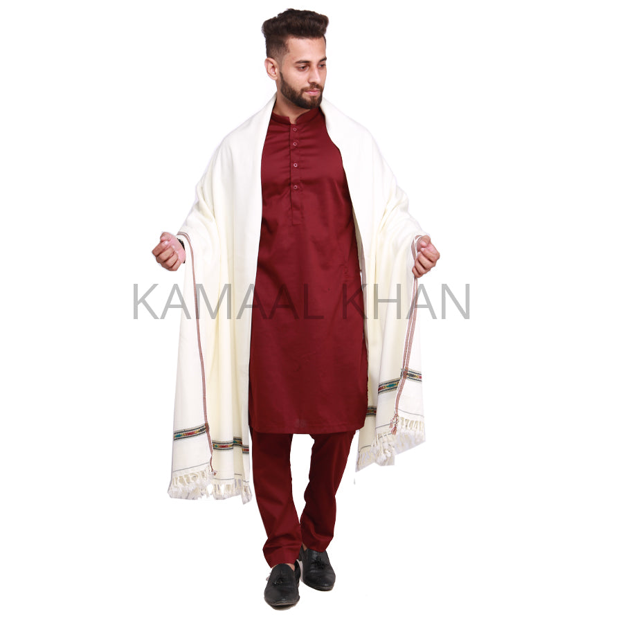 Pure Acrylic Woolen Solid Color Peshawari Dhussa Shawl For Men | Kamaal Khan Shawls