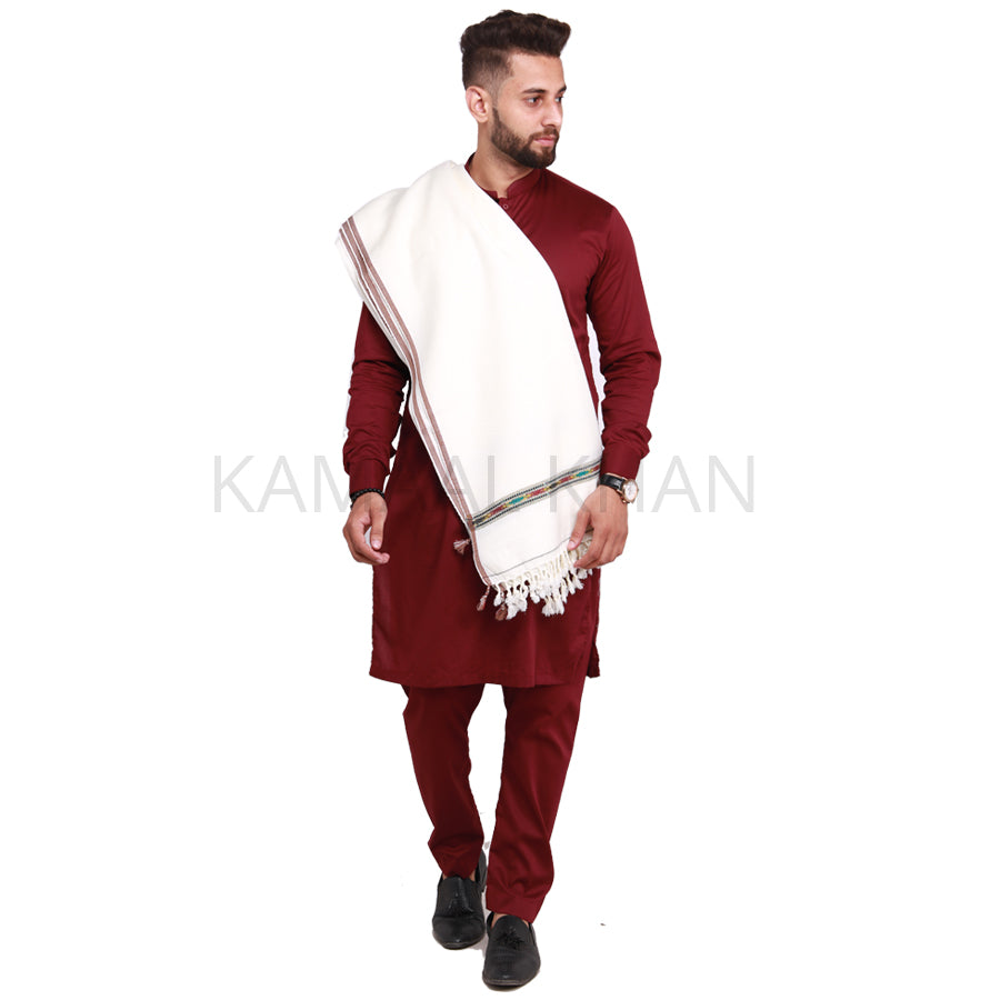 Pure Acrylic Woolen Solid Color Peshawari Dhussa Shawl For Men | Kamaal Khan Shawls