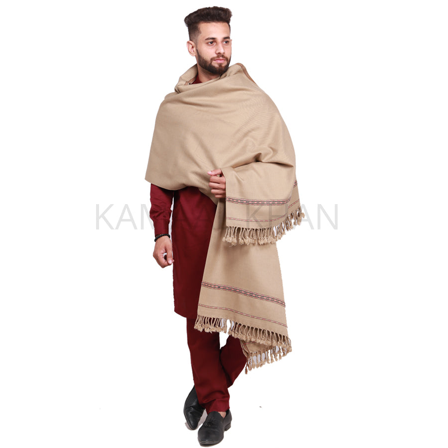 Pure Acrylic Woolen Solid Color Peshawari Dhussa Shawl For Men | Kamaal Khan Shawls