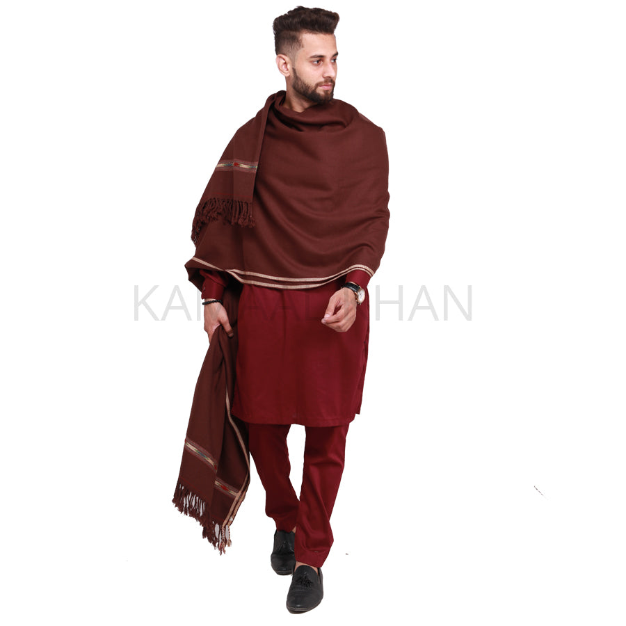 Pure Acrylic Woolen Solid Color Peshawari Dhussa Shawl For Men | Kamaal Khan Shawls