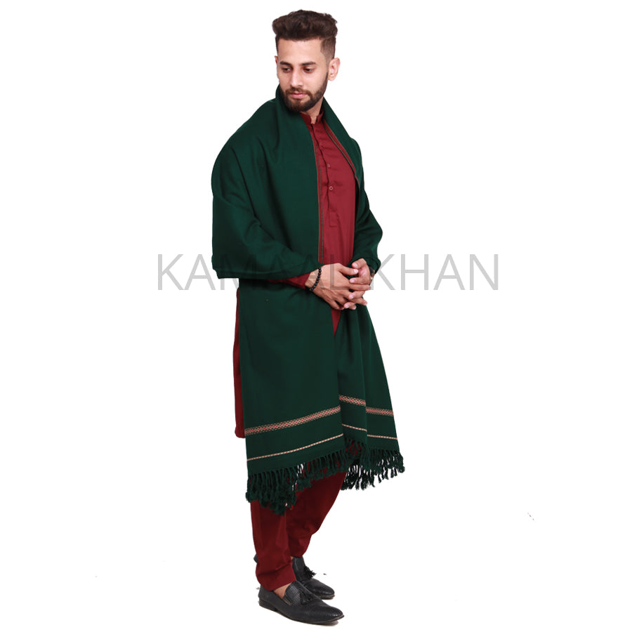 Pure Acrylic Woolen Solid Color Peshawari Dhussa Shawl For Men | Kamaal Khan Shawls