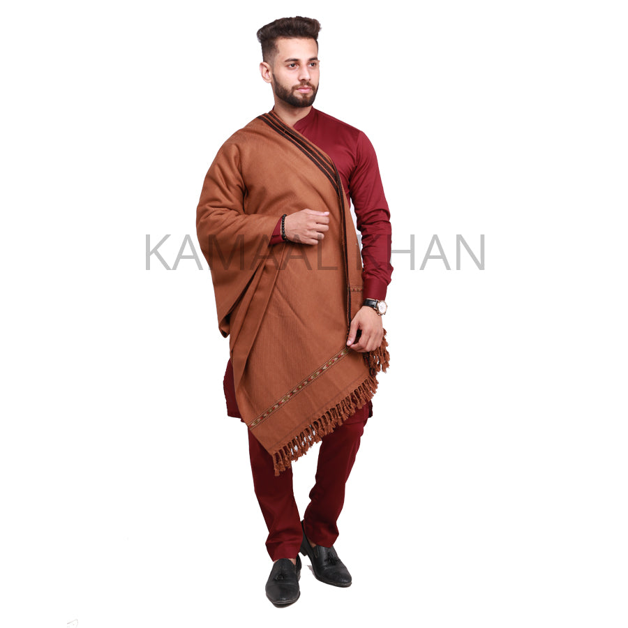 Pure Acrylic Woolen Solid Color Peshawari Dhussa Shawl For Men | Kamaal Khan Shawls