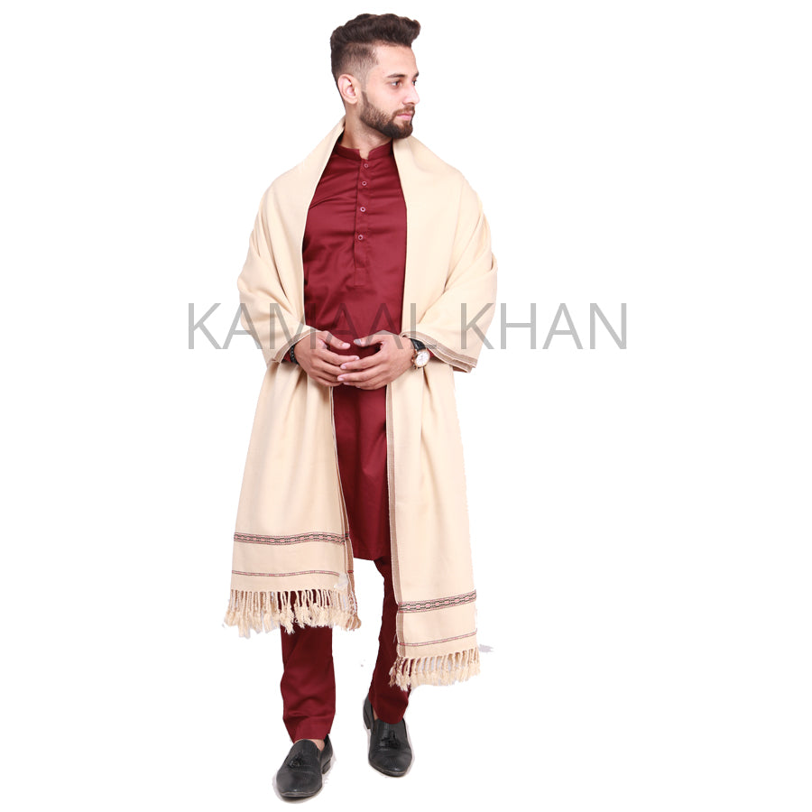 Pure Acrylic Woolen Solid Color Peshawari Dhussa Shawl For Men | Kamaal Khan Shawls