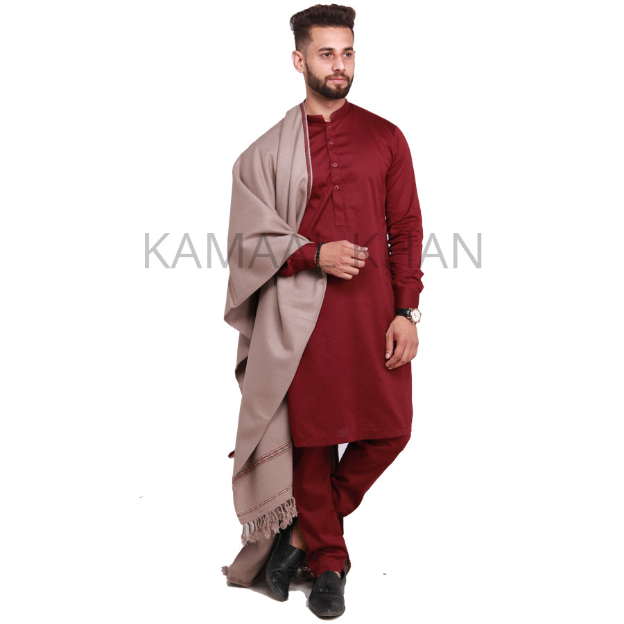 Pure Acrylic Woolen Solid Color Peshawari Dhussa Shawl For Men | Kamaal Khan Shawls