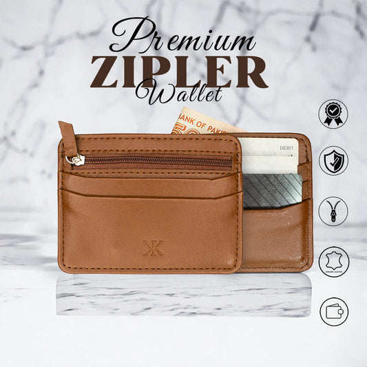 Genuine Leather Men's Zip Card Holder Wallet | Slim Minimalist Wallet [Zippler]