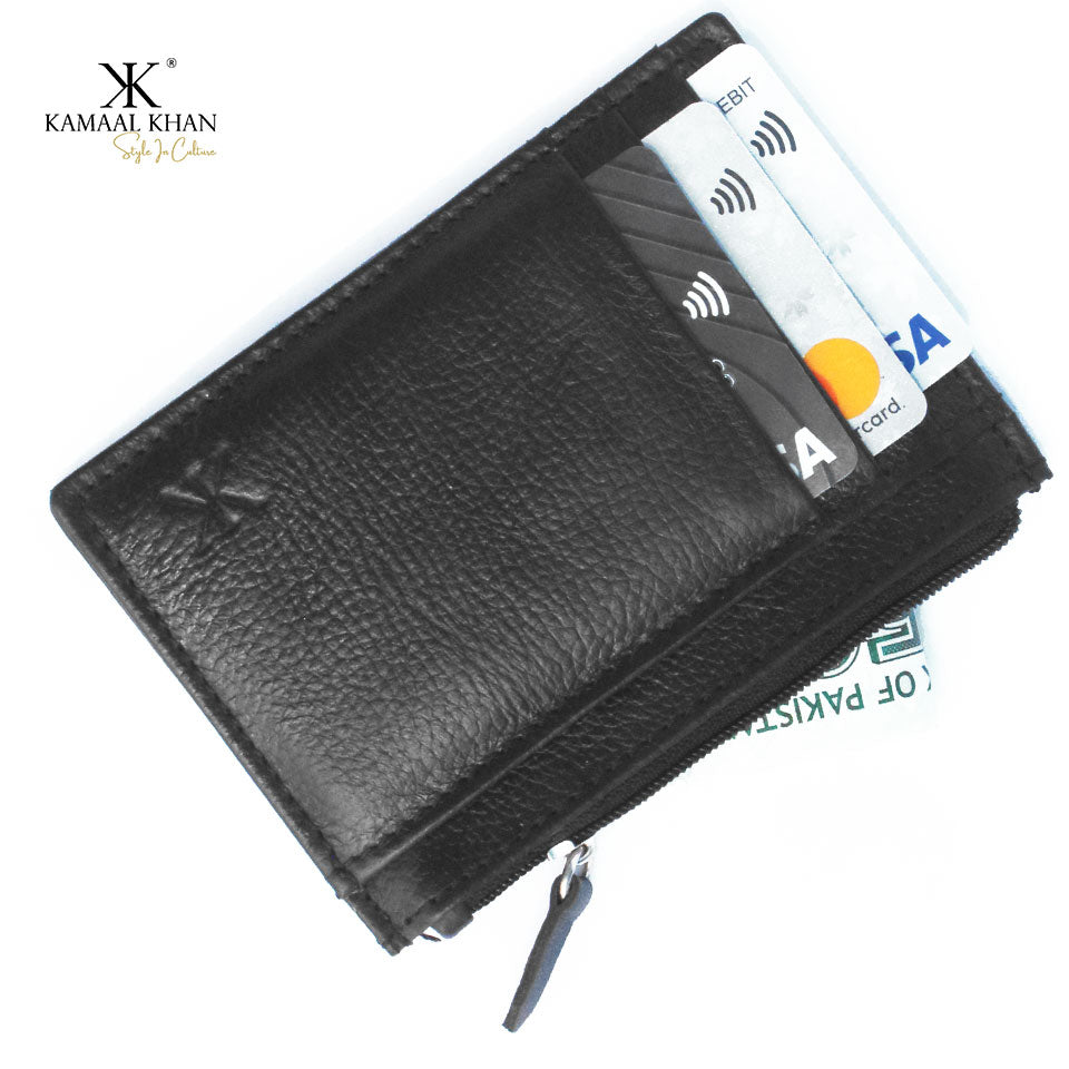 Genuine Mild Leather Men's Zipper Purse Wallet For Men No Fold Simple Wallet Clasp