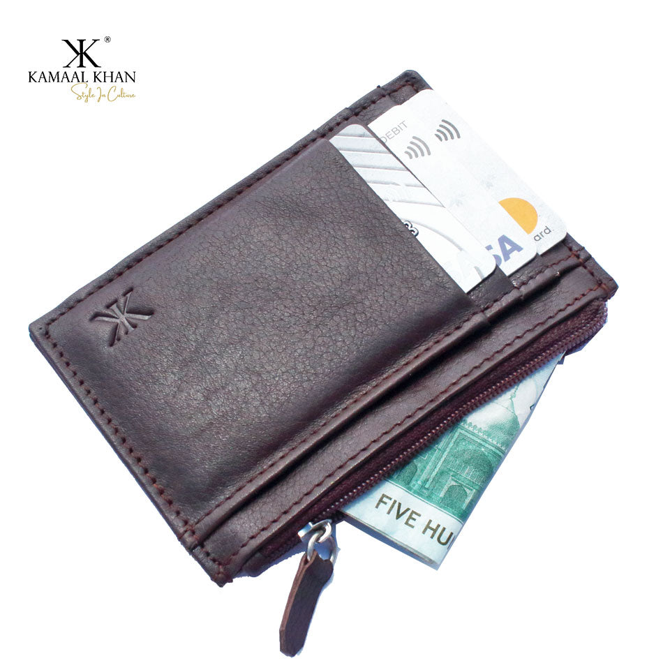 Genuine Mild Leather Men's Zipper Purse Wallet For Men No Fold Simple Wallet Clasp