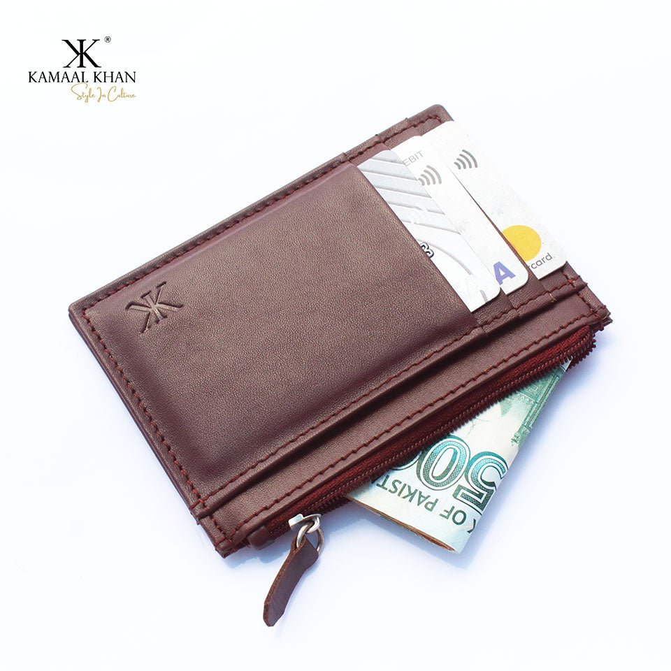 Genuine Mild Leather Men's Zipper Purse Wallet For Men No Fold Simple Wallet Clasp